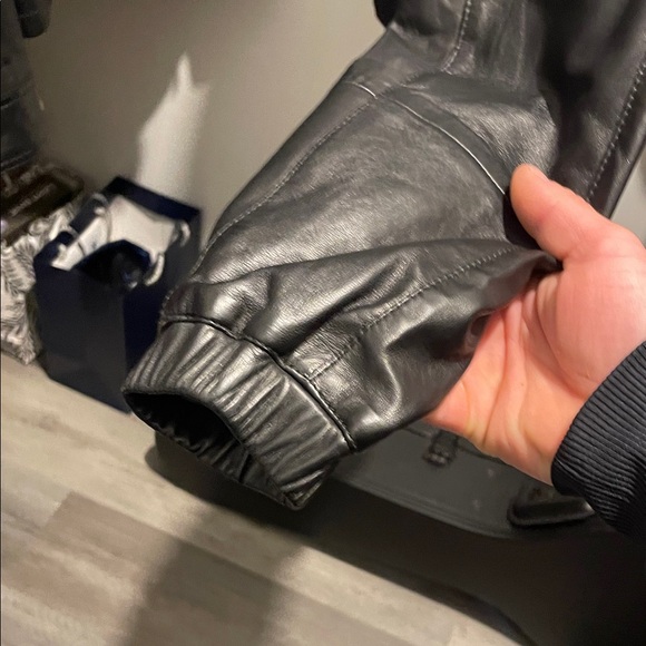 All Saints Payton  leather hooded jacket - Picture 4 of 8